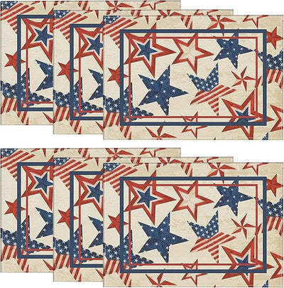 Manteles patrióticos estrellas rayas set 6 30x46cm