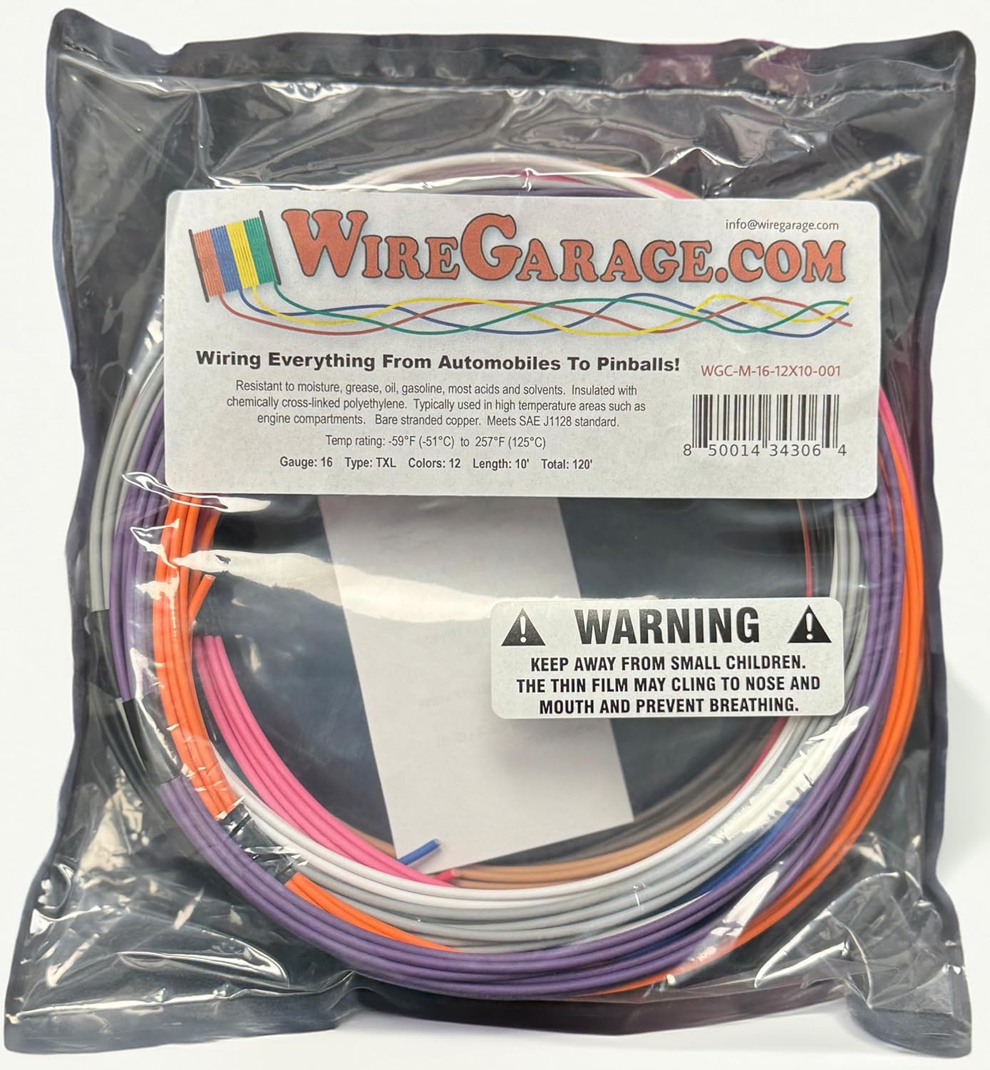 Cable trenzado TXL XLPE 16 AWG automotriz 10pies 12 colores