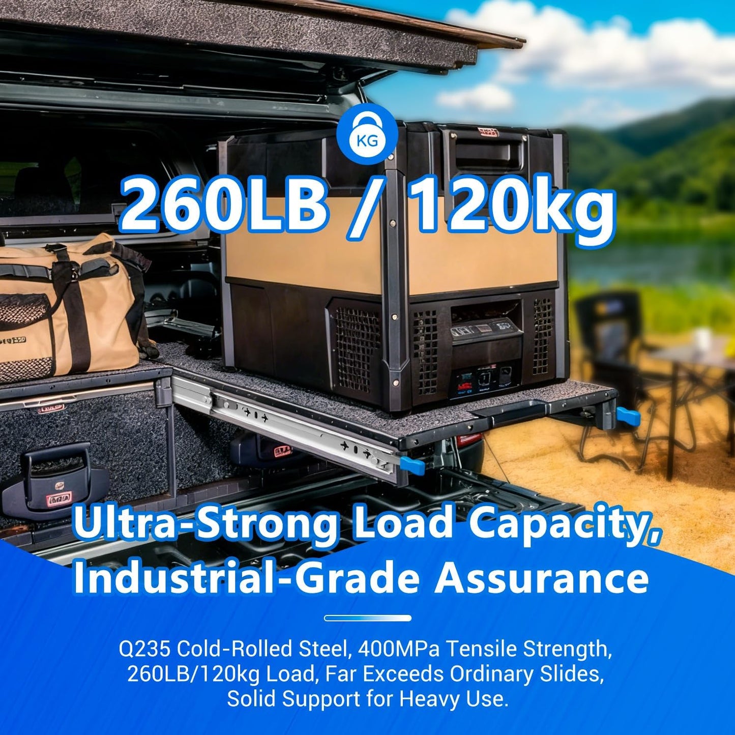 Cajón con candado deslizadores 500lb carga lateral
