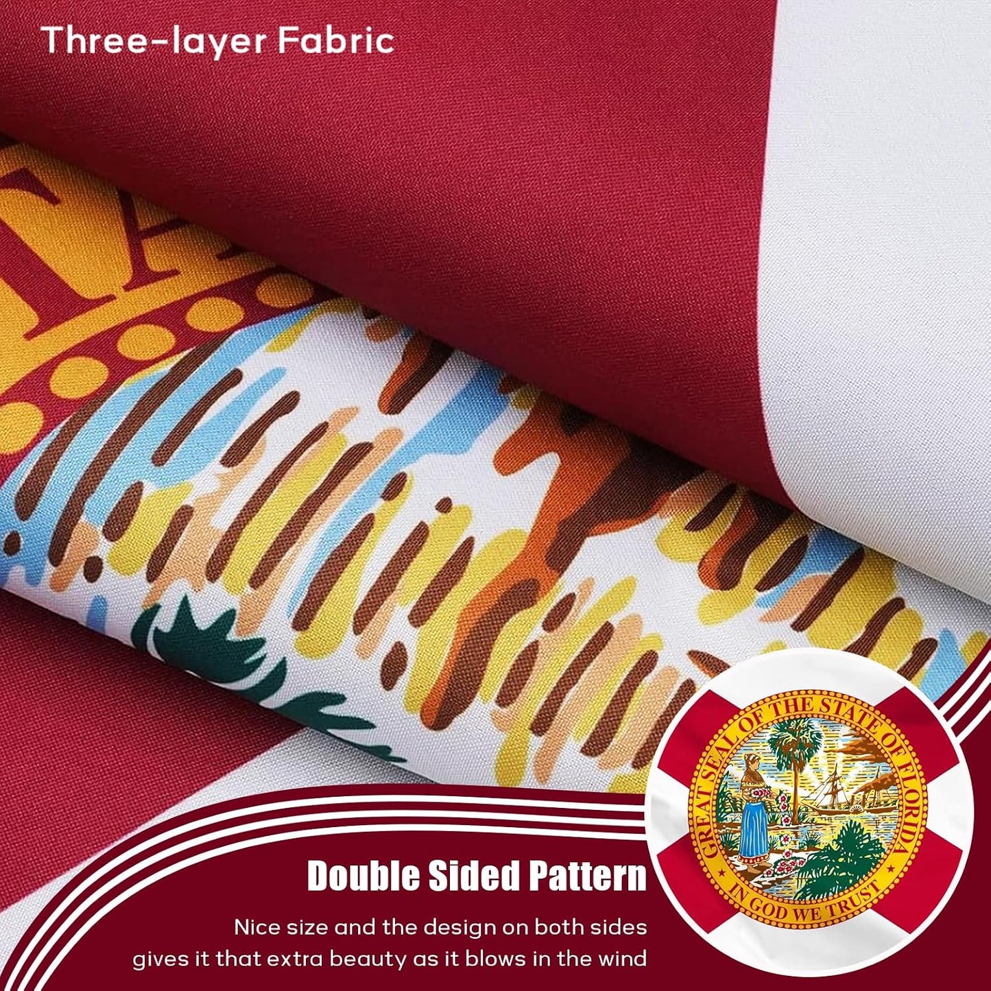 Bandera Florida 3x5ft doble cara 3 capas ojales latón