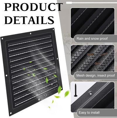 2 Rejillas Ventilación 10x10pulg Metal Malla Cubiertas Exteriores