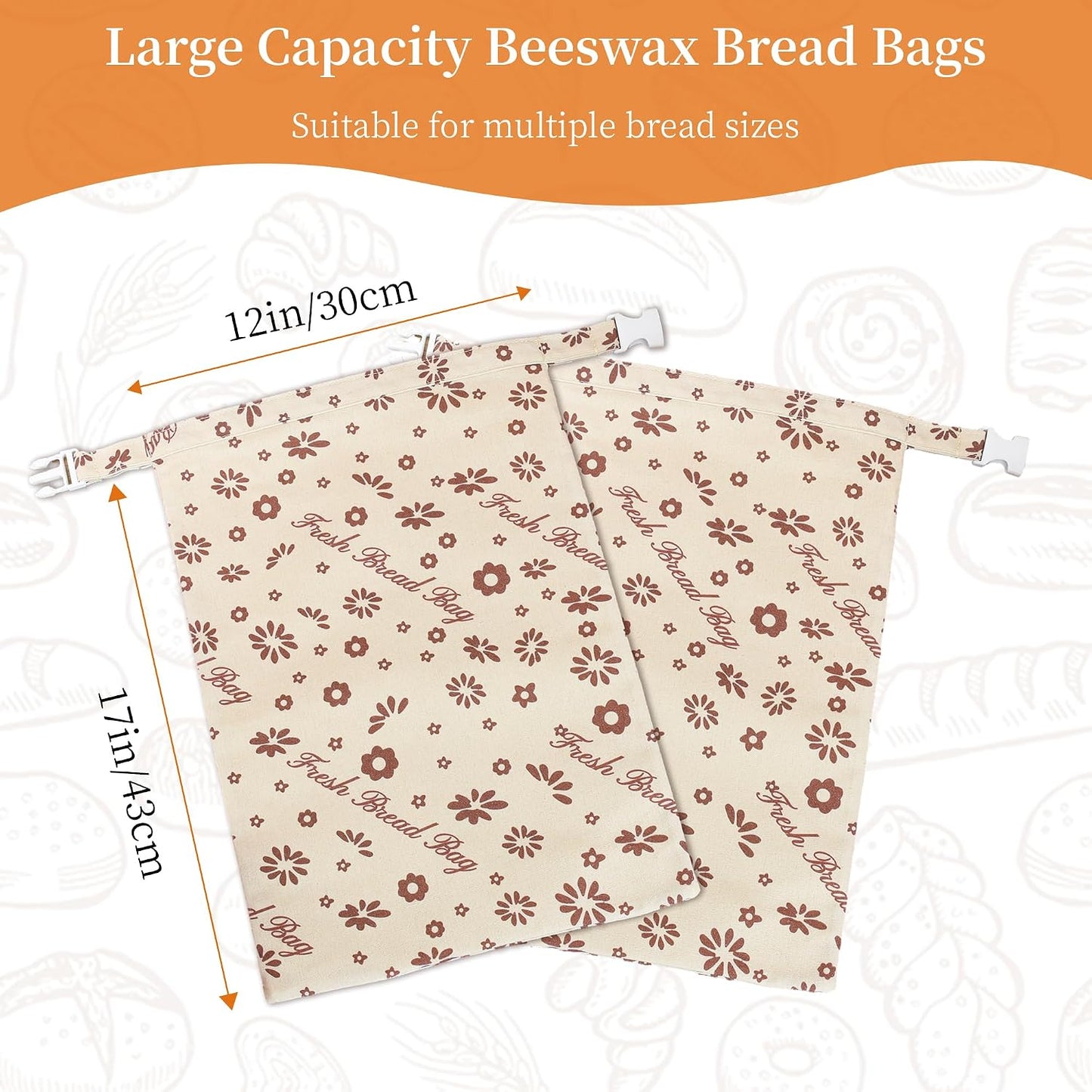 2 Pzas Bolsas Pan Reutilizables Cera Abeja 12x17"