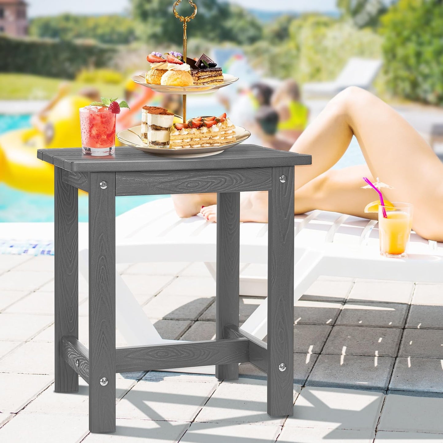 Mesa auxiliar Adirondack impermeable para patio piscina