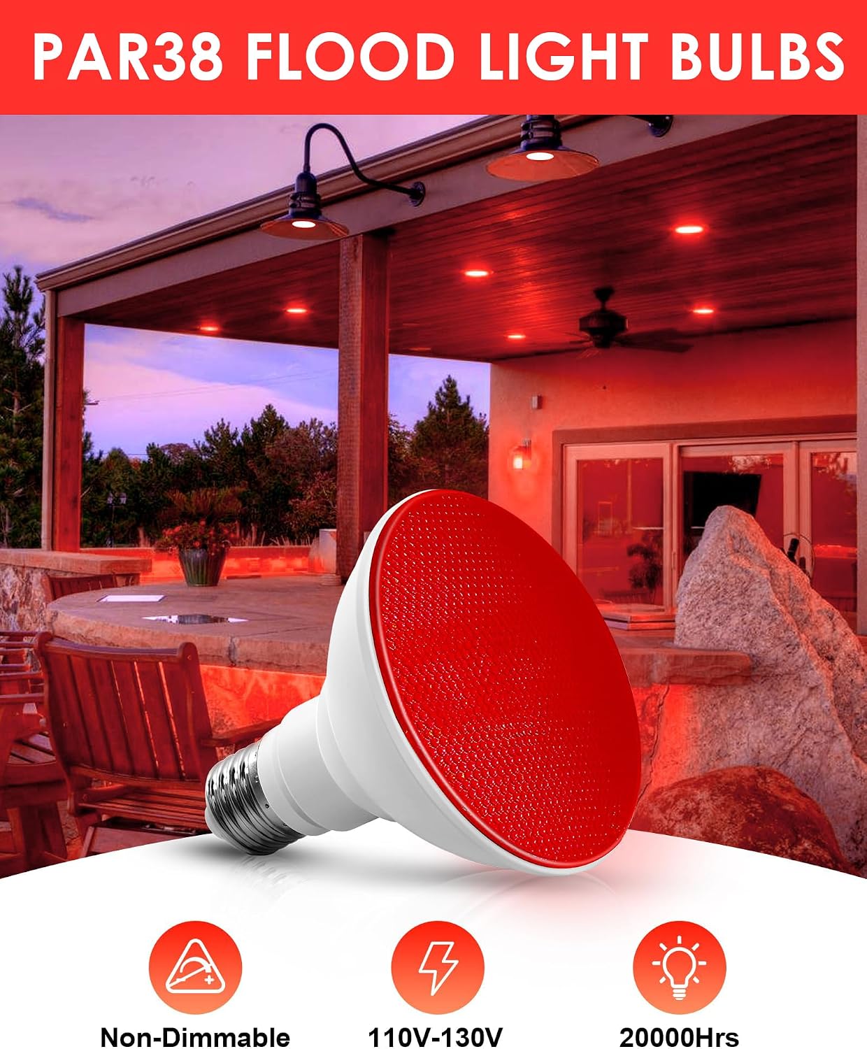2 Bombillas Led Rojas E26 15W para Exteriores No Regulables