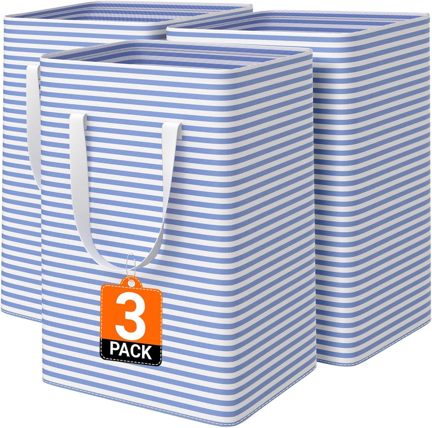 3 Pzas Cesta Lavandería Impermeable Plegable Asas Largas
