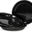 Set 4 platos ondos metal esmaltado 10" borde negro