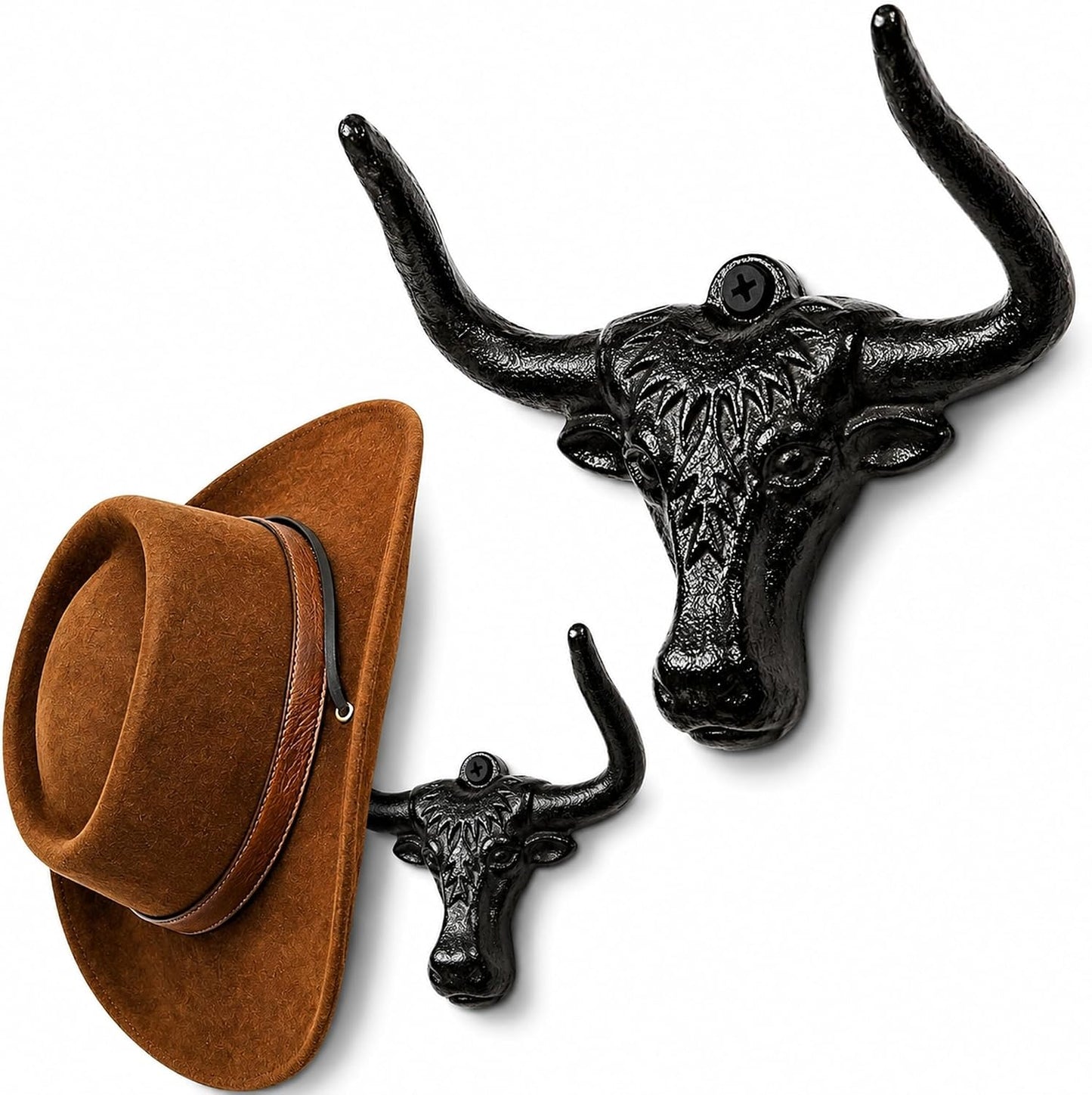 Soporte pared sombrero vaquero 2uds ganchos metal rústicos