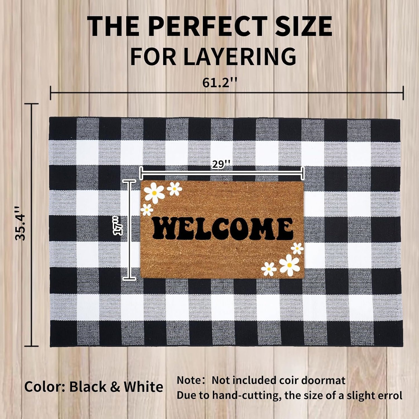 Alfombra cuadros blanco y negro 3x5ft para porche cocina