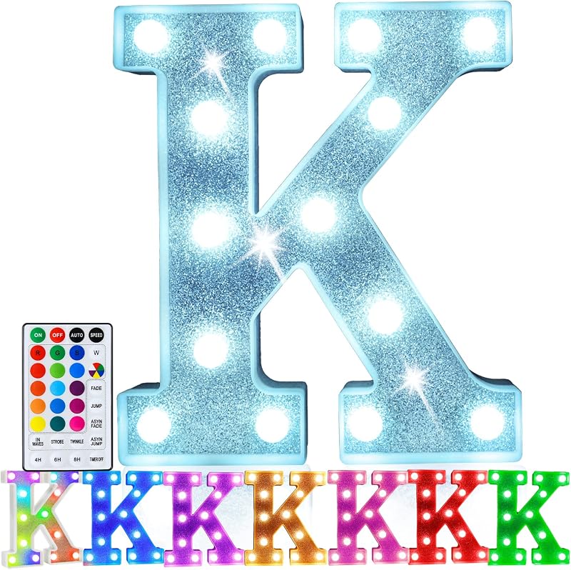 Letras LED multicolor con control remoto para decoración