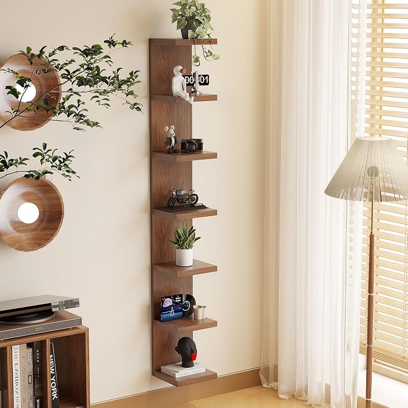 Estante pared flotante madera maciza 7 niveles