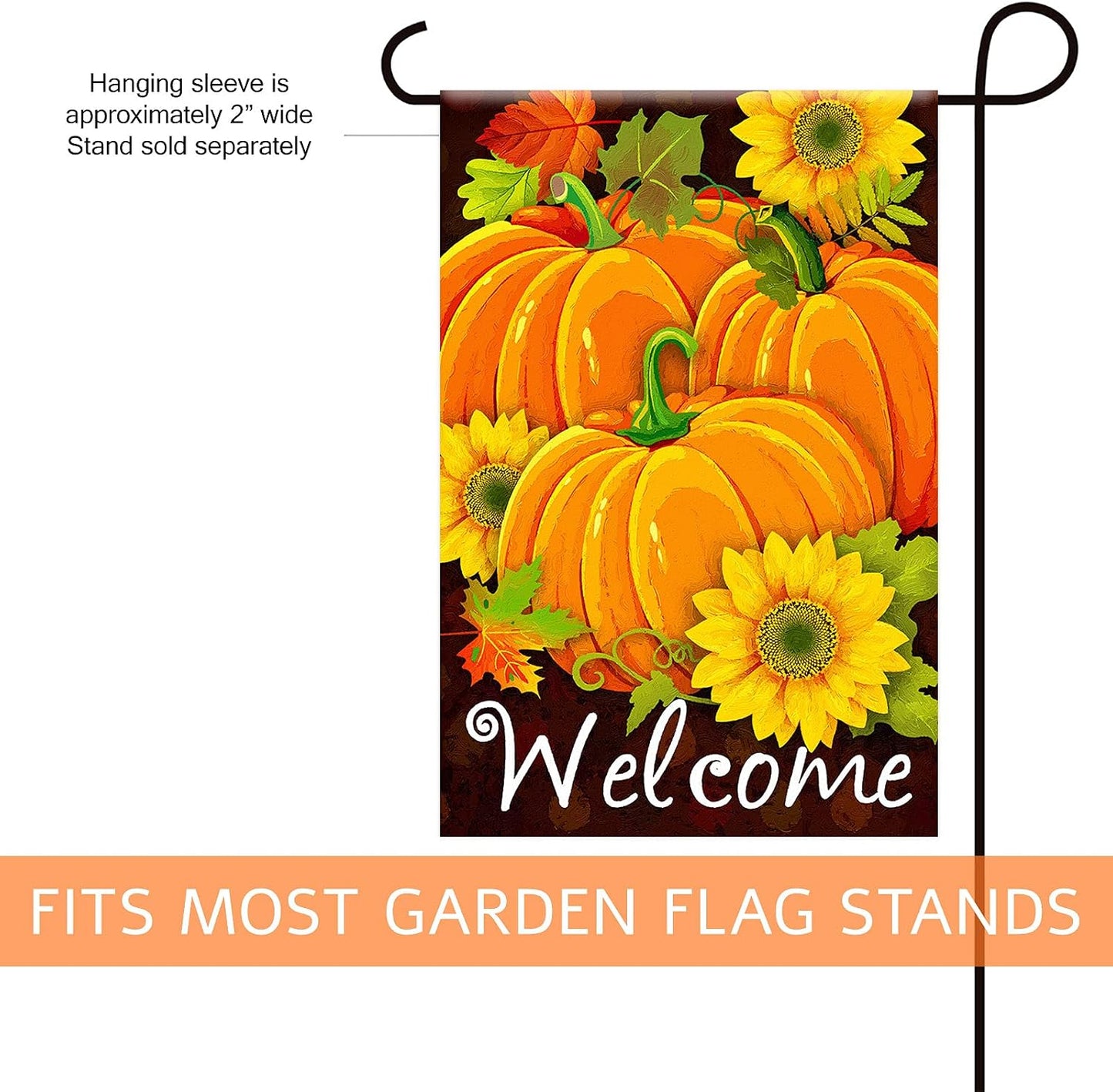 Bandera jardín calabazas girasoles 12x18"