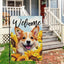 Bandera jardín doble cara 12x18pulg corgi y girasol