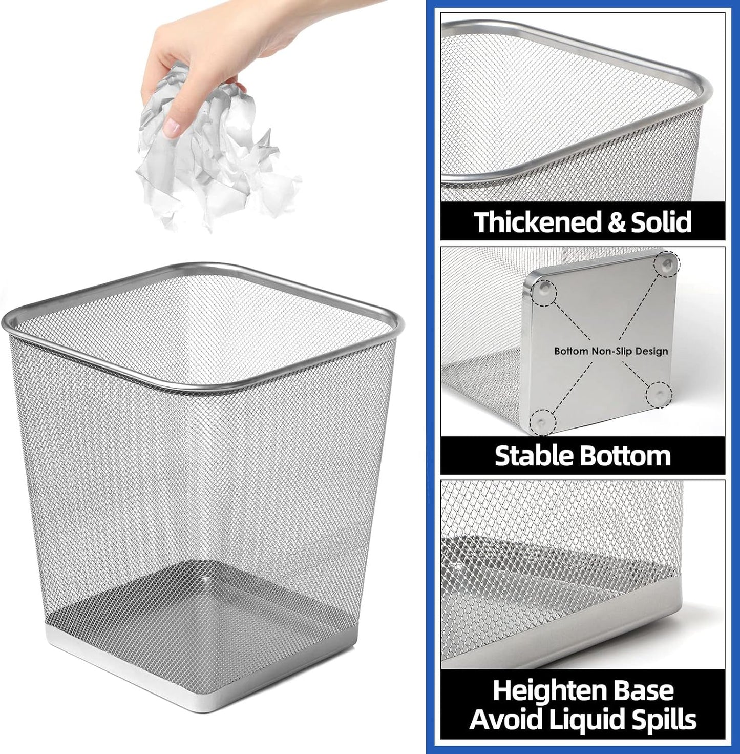 10 Botes Basura Metal Plateado 6gal Malla Antiderrap