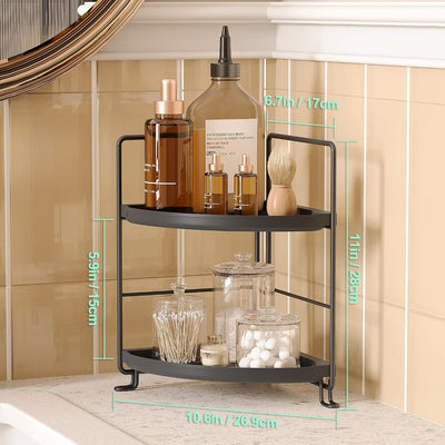 Organizador de baño esquina 2 niveles plástico negro