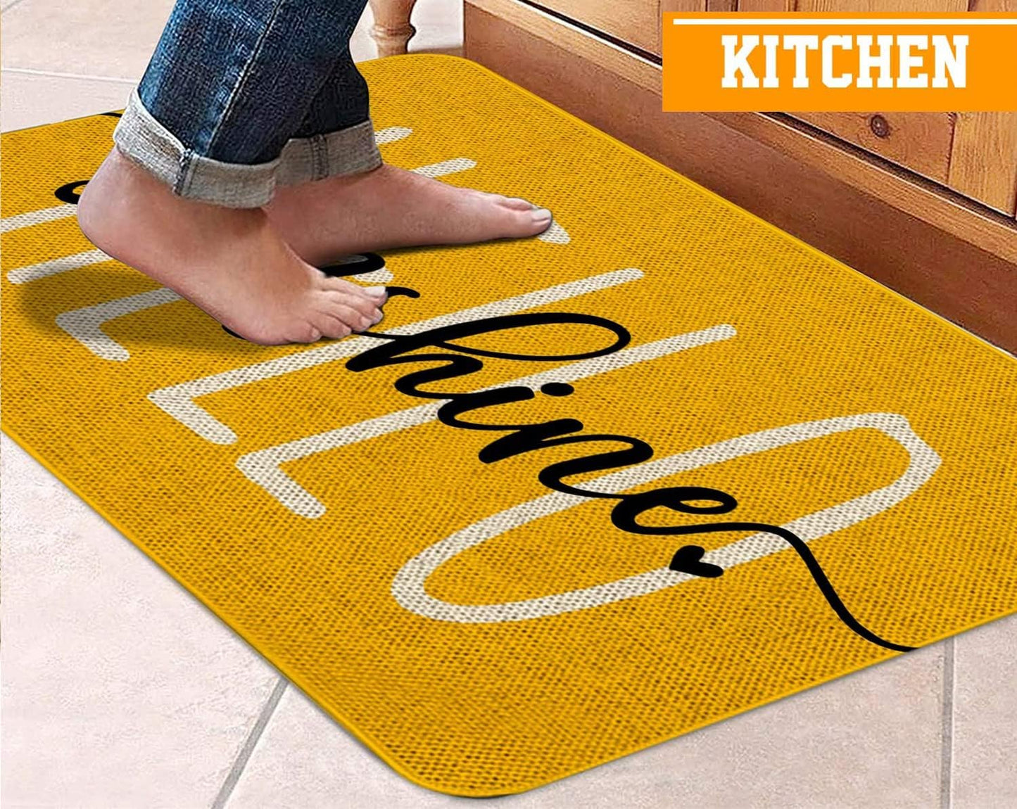Tapete puerta verano texto divertido arpillera amarillo