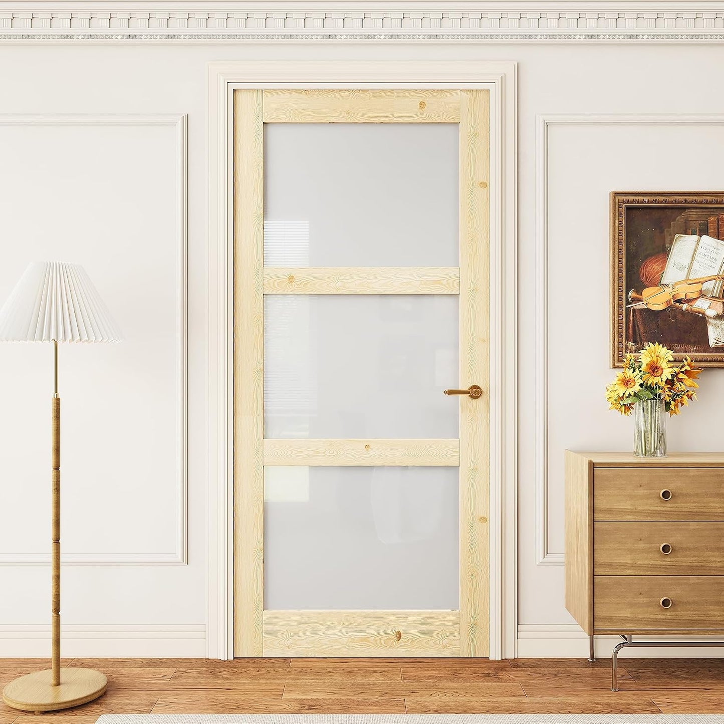 Losa puerta madera pino 36x80pulg 3 paneles