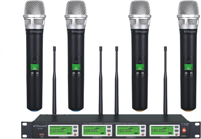Sistema micrófono inalámbrico 4 micrófonos 137m UHF