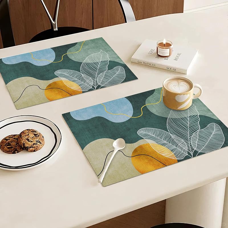 4 Manteles Bohemios 12x18pulg Antideslizante para Comedor