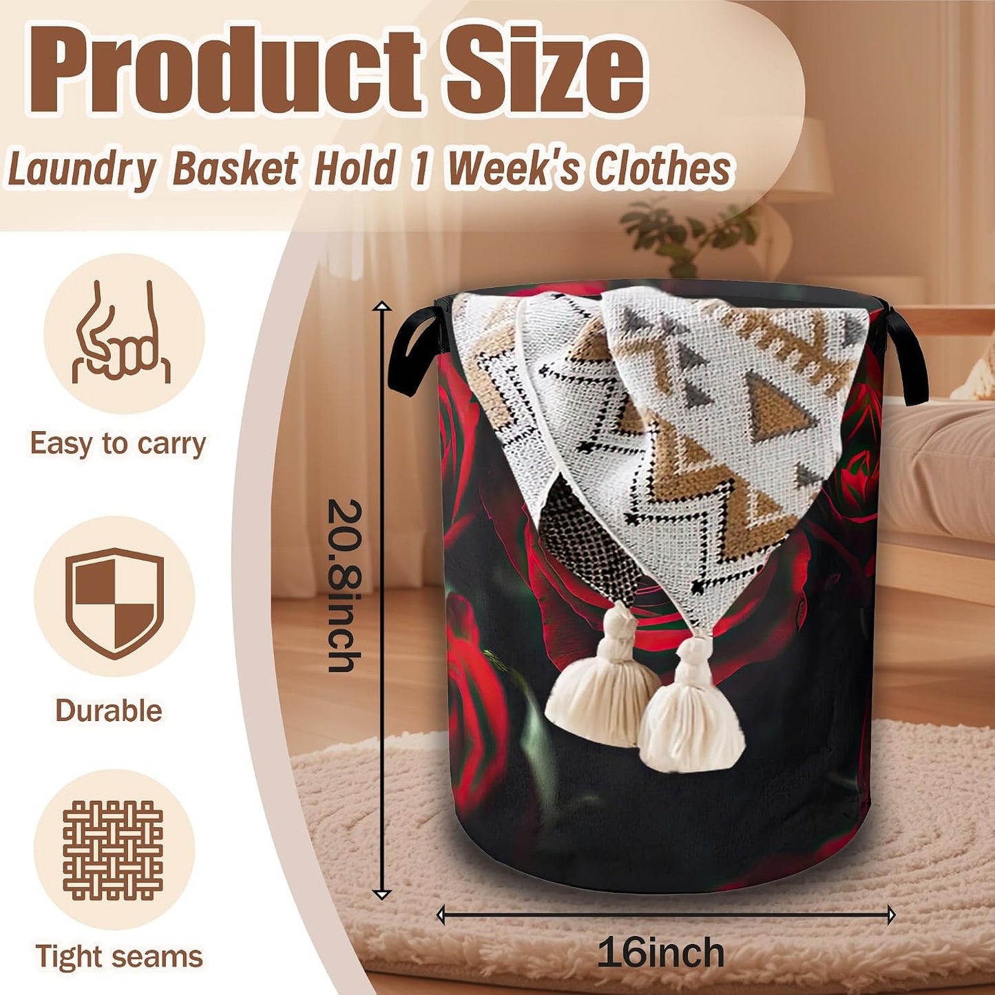 Cesta plegable tela oxford 16x20.8pulg ropa sucia juguetes