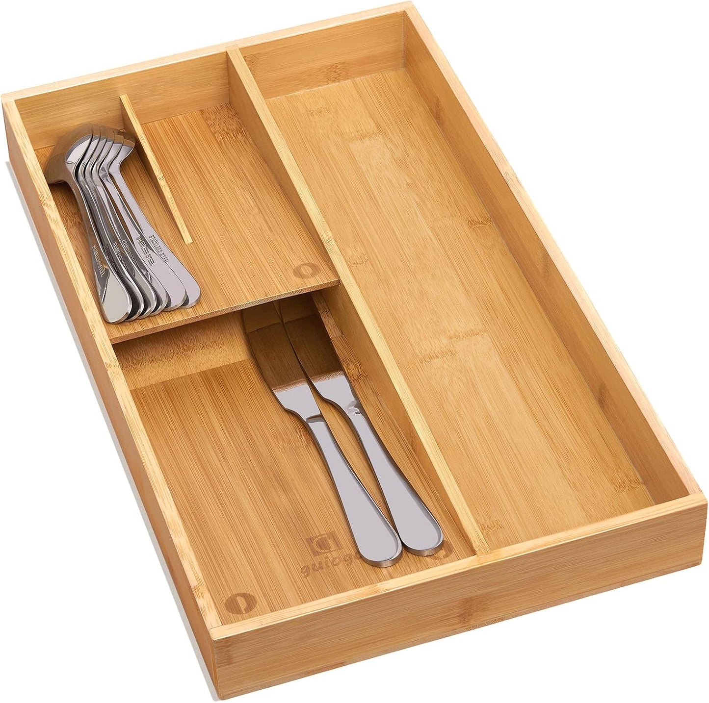 Organiz. cubiertos bambú cajón cocina divisor