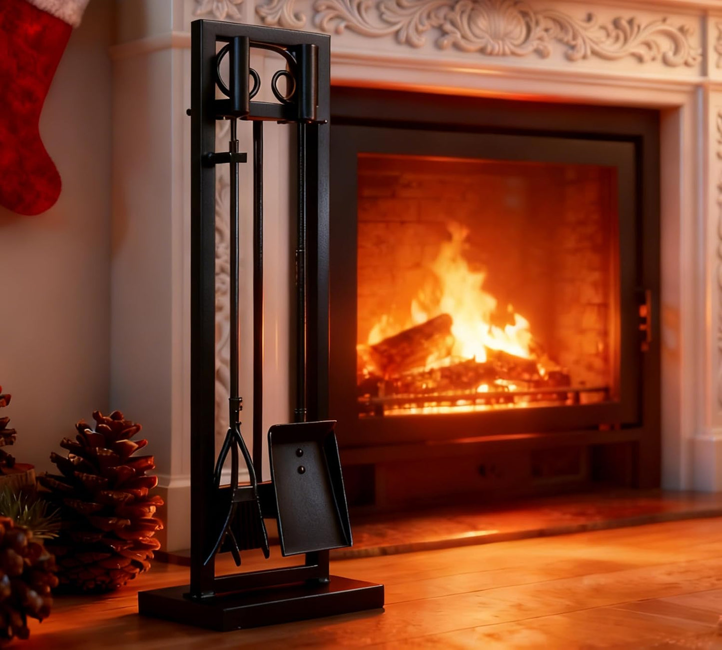 Set 5 Pzas Herramientas Chimenea Volutas Negras