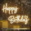 Letrero neón feliz cumpleaños luz LED regulable blanca
