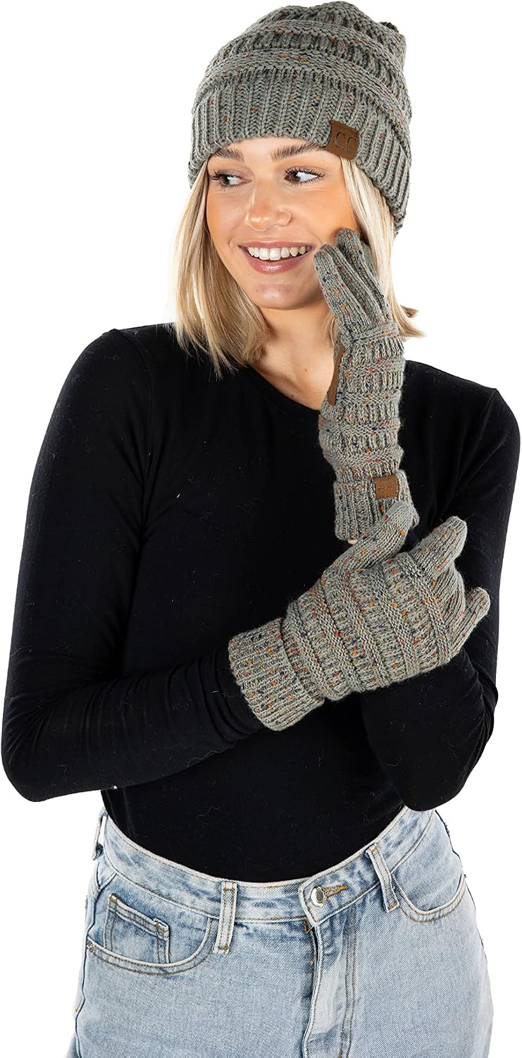 Gorro holgado con guante táctil forrado