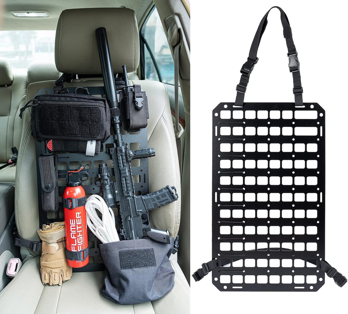Panel MOLLE rígido para respaldo asiento coche aluminio