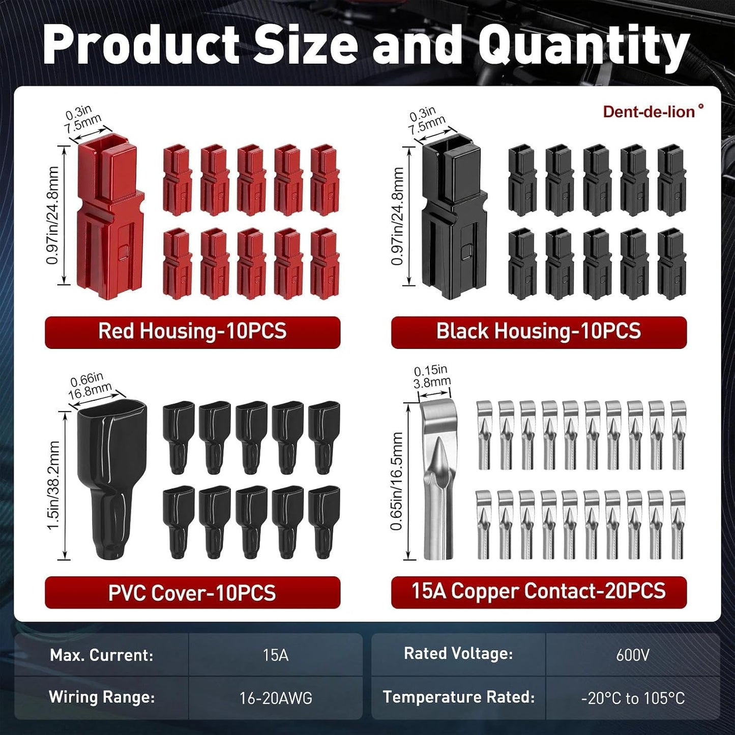 Kit 10 conectores 15A modulares batería rápida