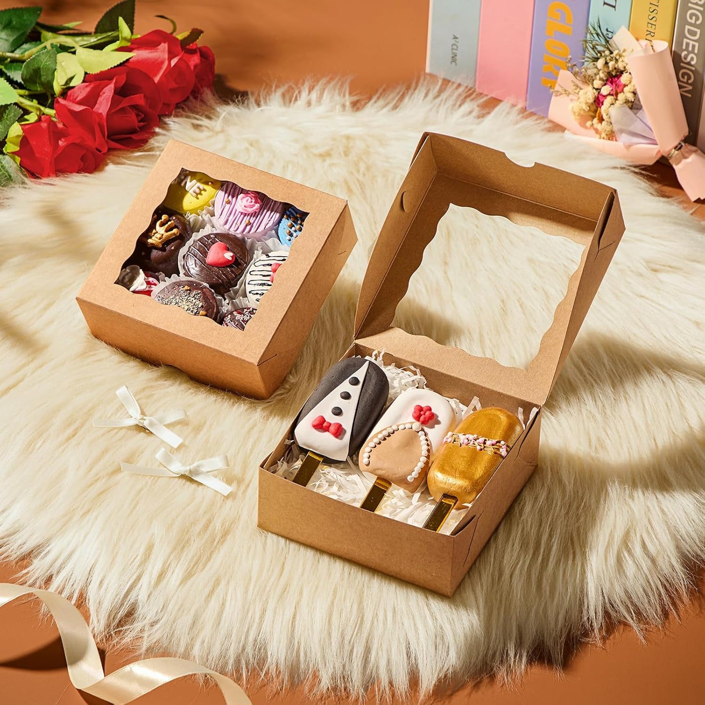 Pack 24 Cajas 5x5pulg para Fresas Chocolates