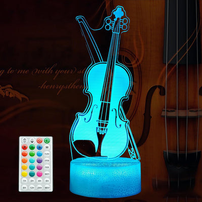 Luz nocturna violín 16 colores temporizador decoración niños