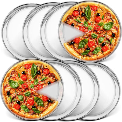 Bandeja pizza 10pulg acero inox redonda 8 Pzas