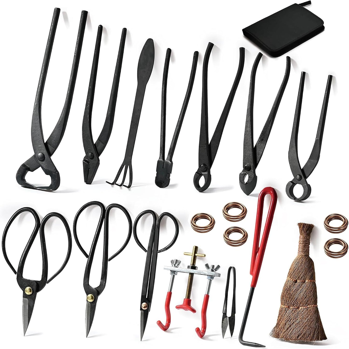 Kit 14 Pzas Herramientas Bonsái Tijeras Acero Carbono