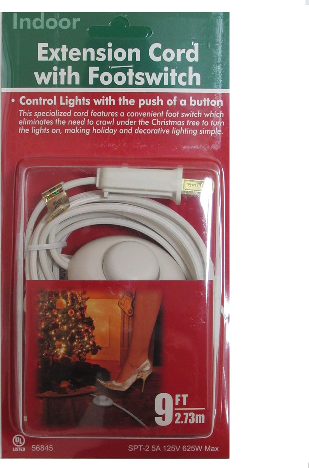 Cable extensión Navidad 9ft con interruptor pie blanco UL