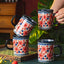 Set 4 Tazas Cerámica Pintadas 15.5oz Asa Té/Léche/Cacao