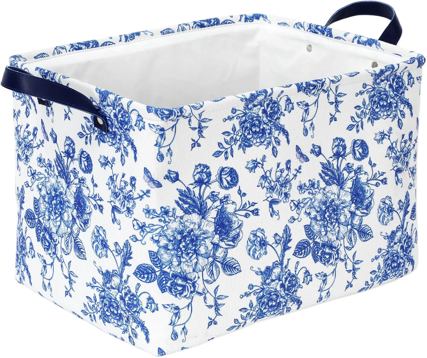 Cesta tela plegable floral 15x10" para estante