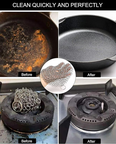 Limpiador sartén hierro fundido acero inox 7 y 5 pulg
