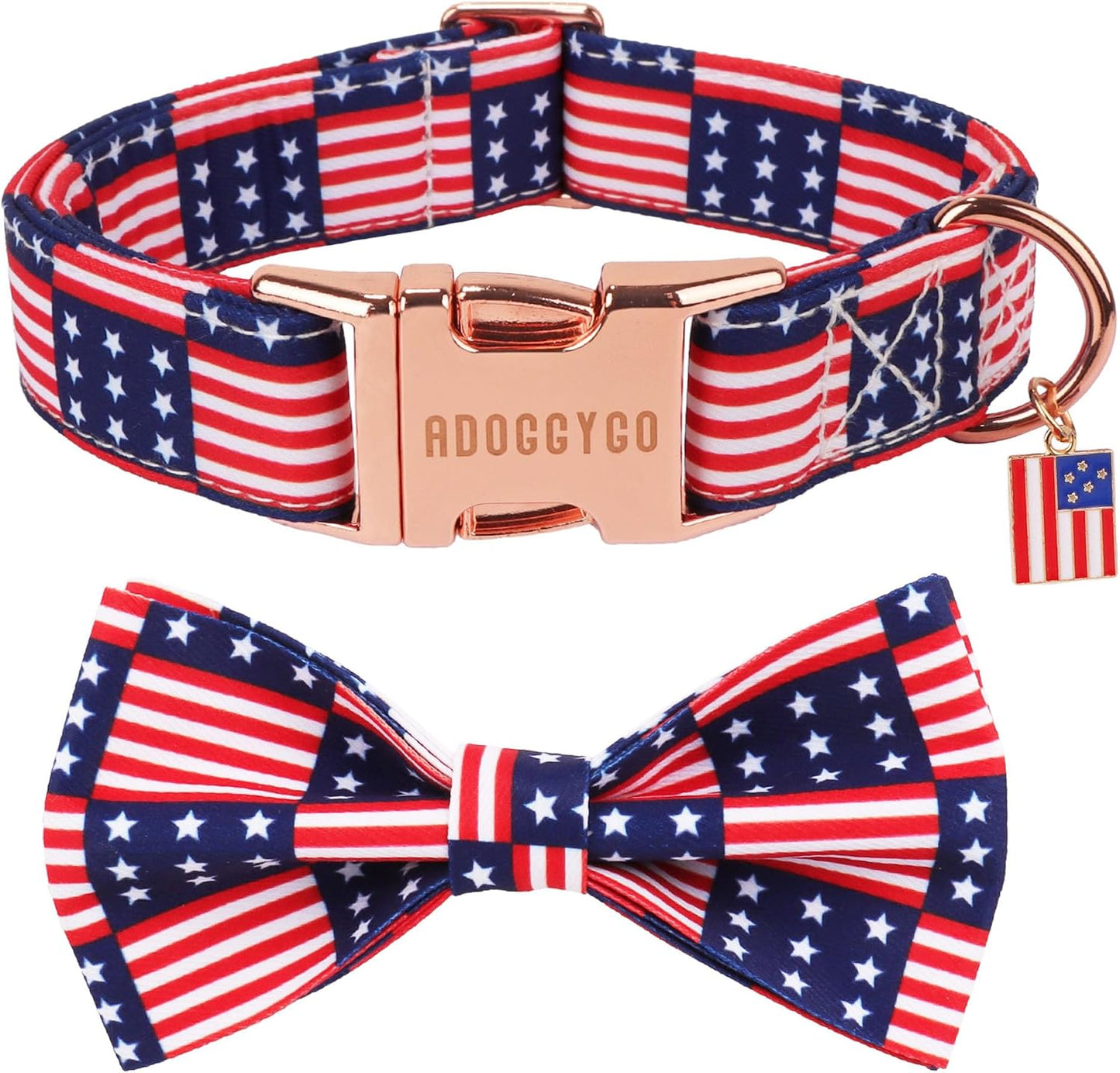Collar patriótico perro pajarita bandera ajustable 4 de julio