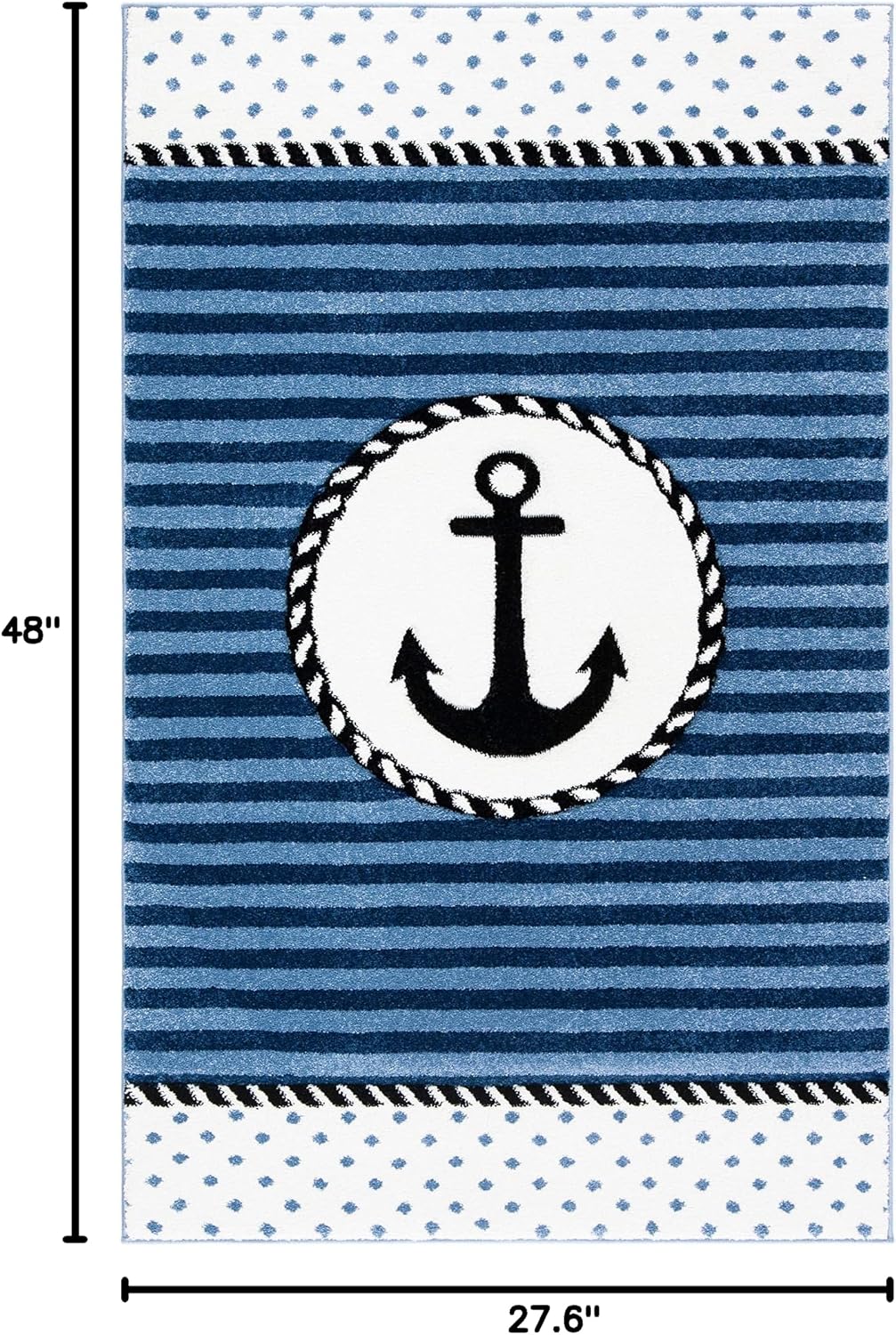 Alfombra decorativa para niños 2'3"x4' azul marino y marfil