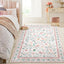 Alfombra bohemia 4x6ft sala dormitorio antiderrap suave rosa