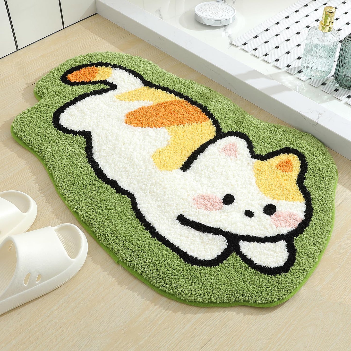 Tapete baño gato 20x31" antiderrap suave lavable