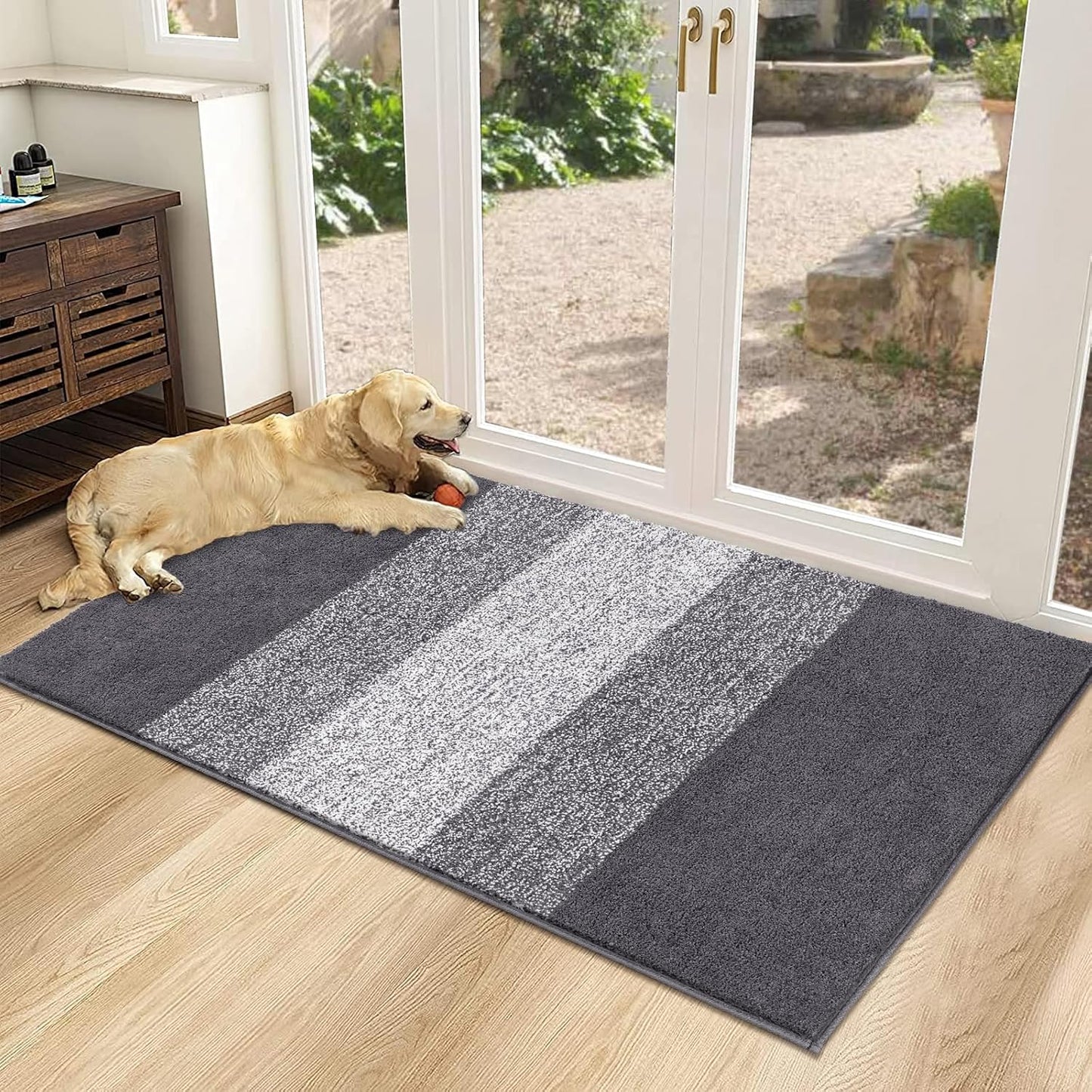 Tapete puerta entrada antiderrap absorbente 32x48" gris