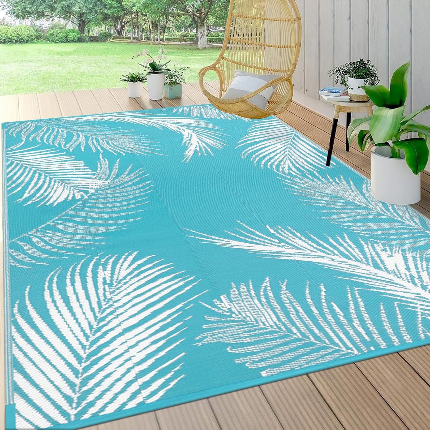 Alfombra impermeable reversible paja plástica para terraza