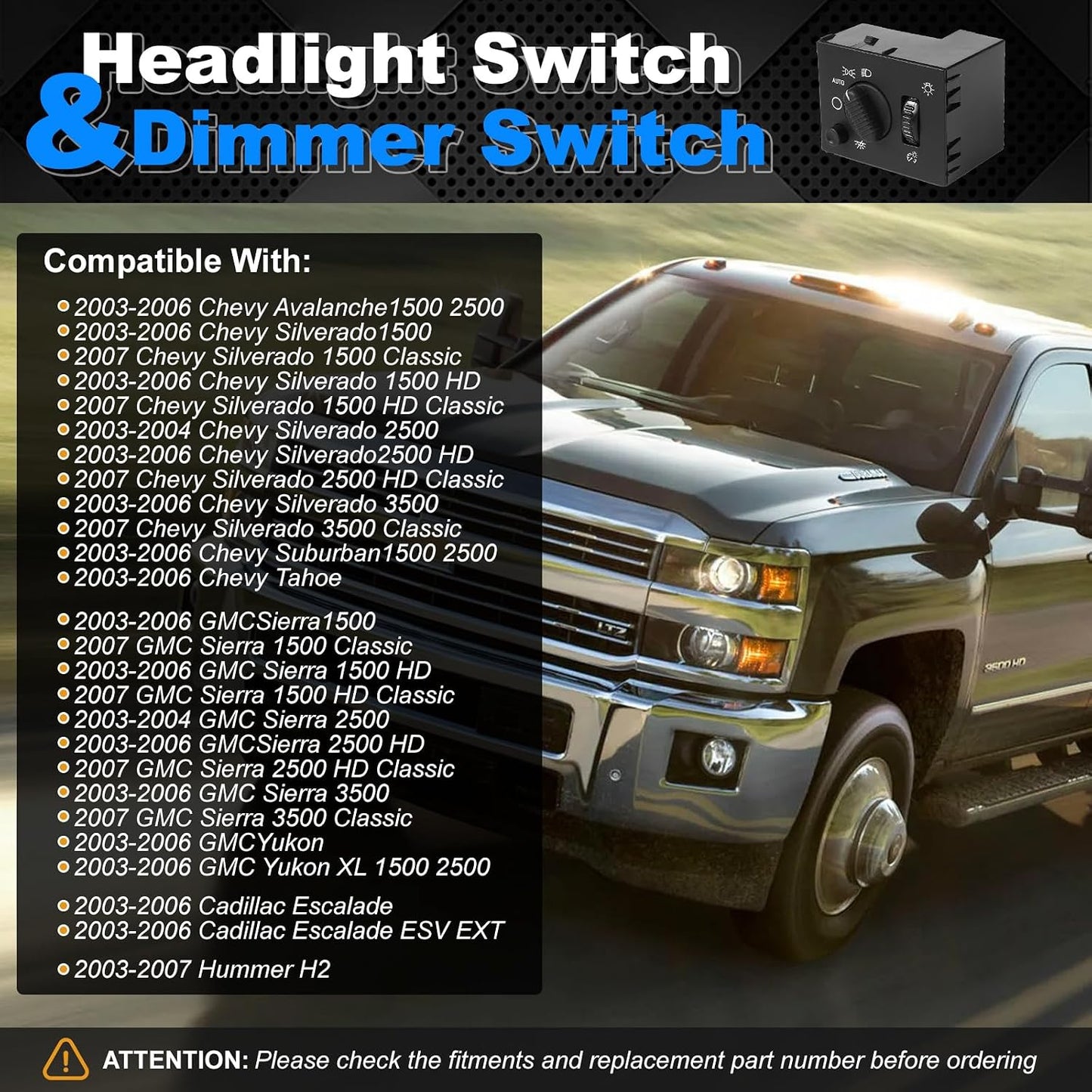 Interruptor faros delanteros comp Cadillac Escalade Chevy