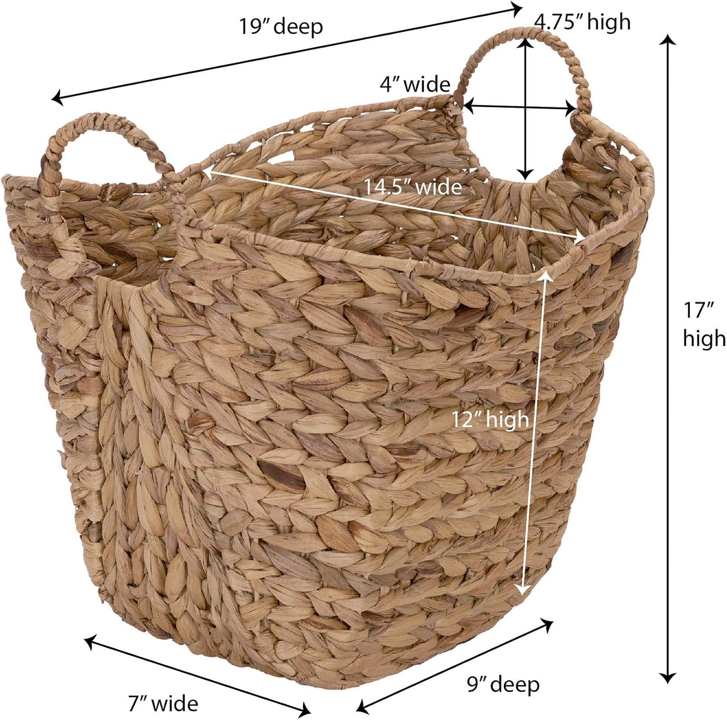 Cesto mimbre asas Jacinto de agua natural