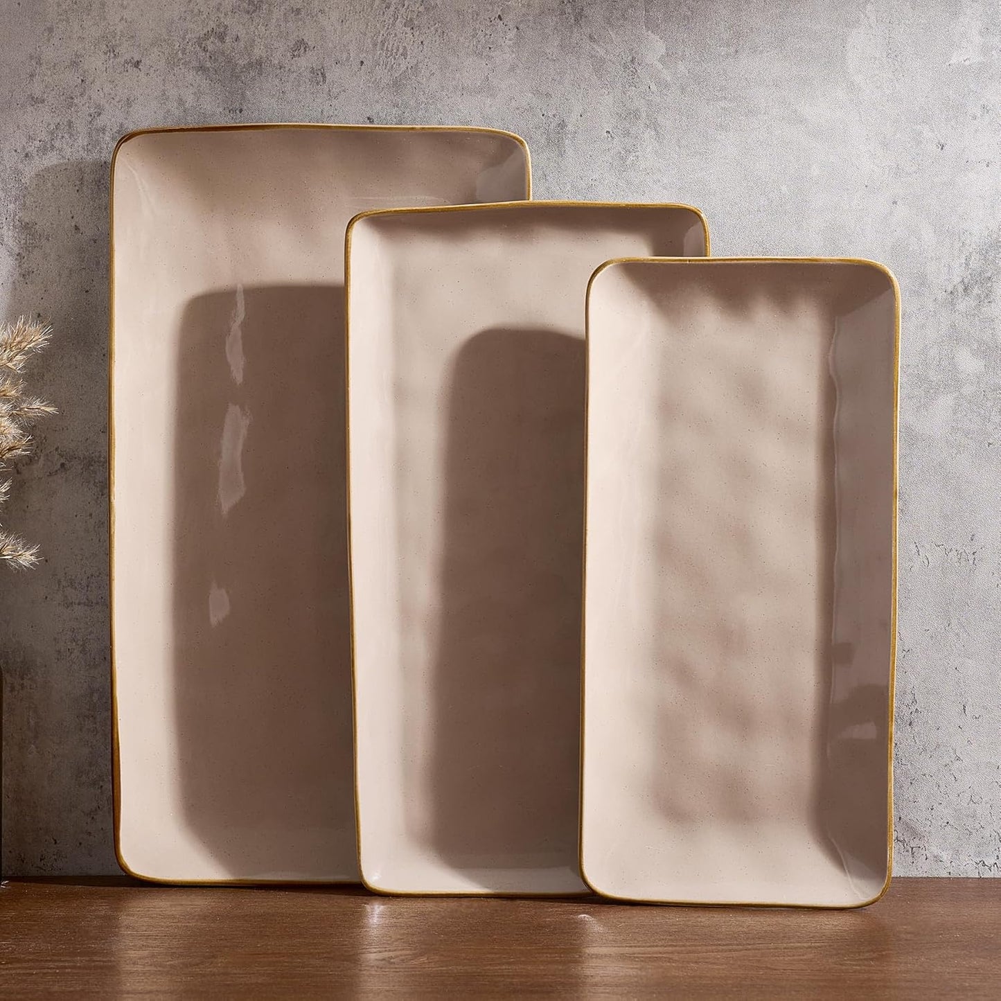 Plato servir rectangular stonware 15.67pulg para fiesta y
