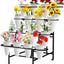 Soporte flores 16 cubos 4 capas ruedas metal negro