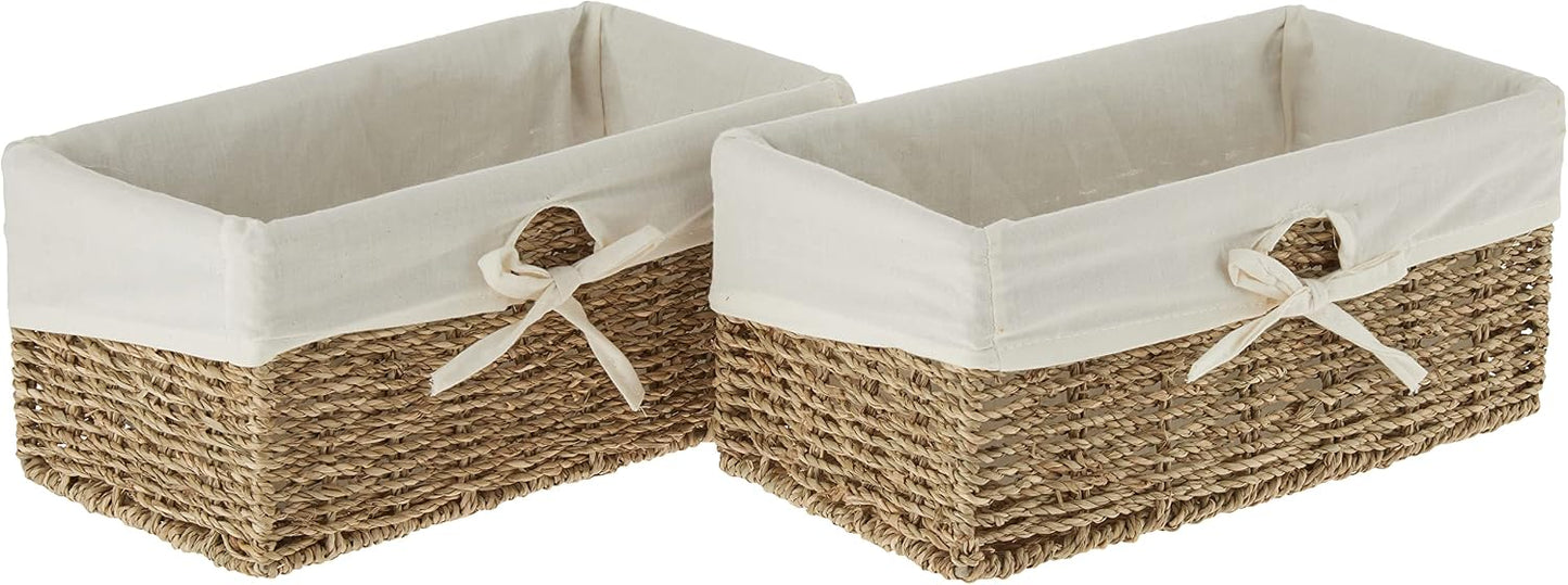 Cesta estante forrada blanca set 2