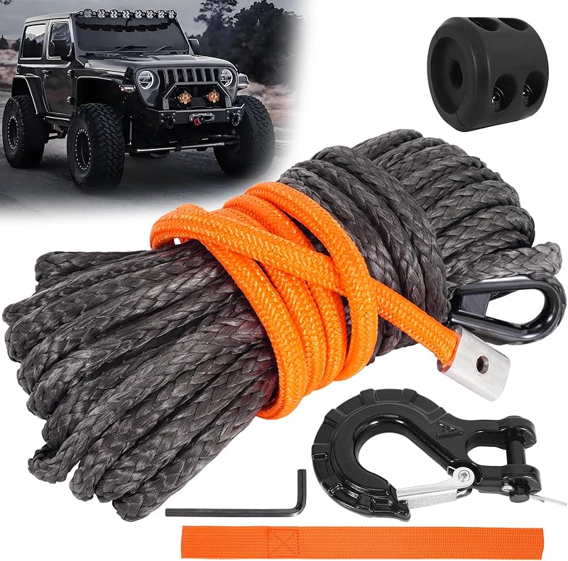 Kit cuerda sintética 1/4" x50ft con gancho y funda