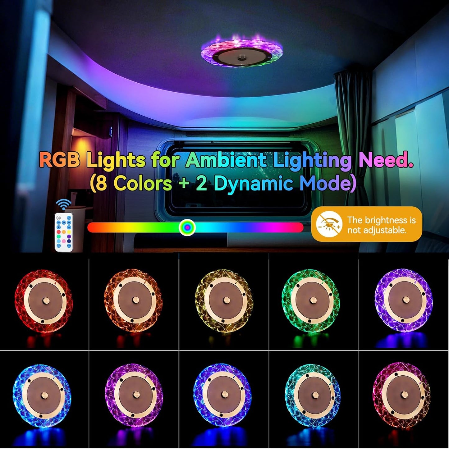 Luces RV 600LM 3 temperaturas 8 luces multicolores